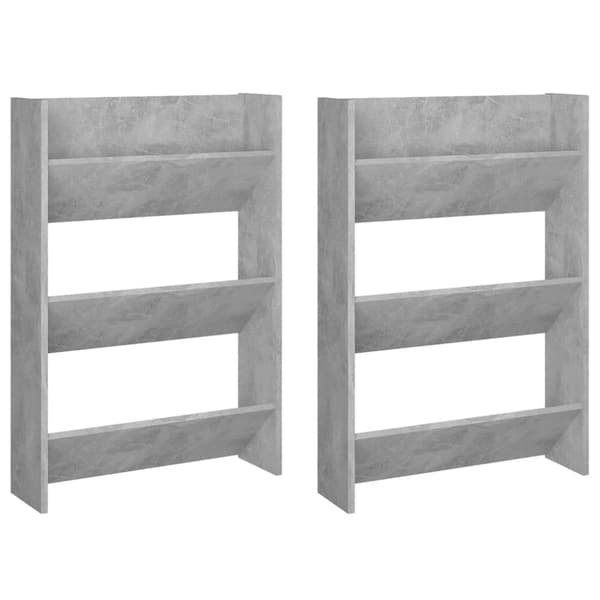 vidaXL Veggskoskap 2 stk betonggrå 60x18x90 cm sponplater
