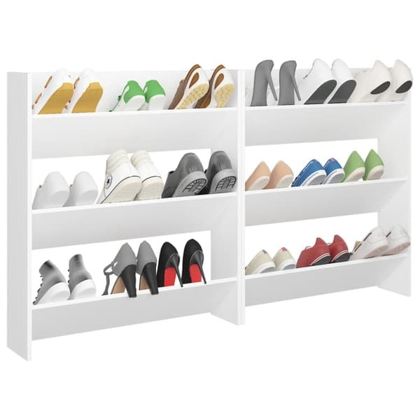 vidaXL Veggskoskap 2 stk hvit 80x18x90 cm sponplater