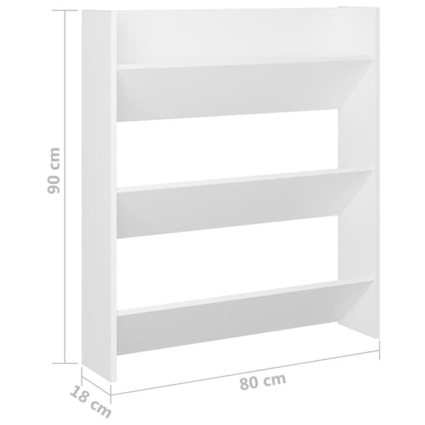 vidaXL Veggskoskap 2 stk hvit 80x18x90 cm sponplater