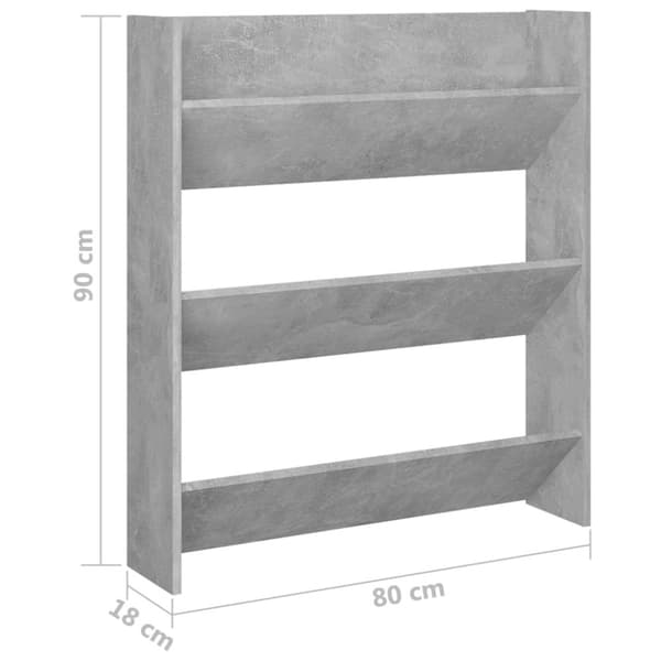 vidaXL Veggskoskap betonggrå 80x18x90 cm sponplater