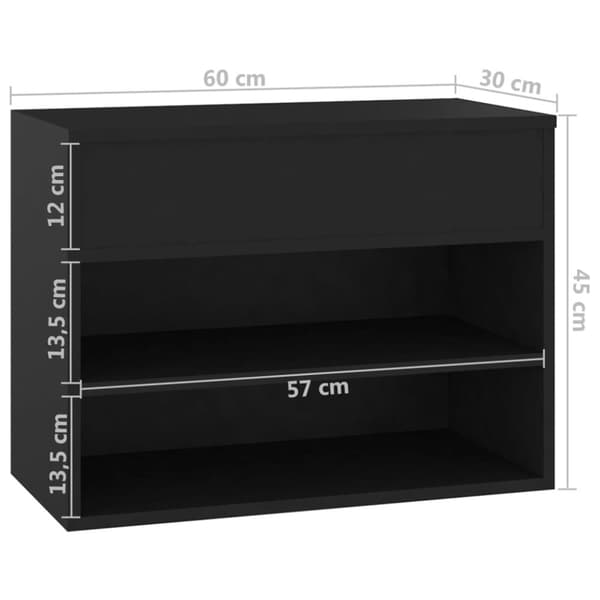 vidaXL Skobenk svart 60x30x45 cm konstruert tre