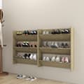 Miniatyrbillede 1 af 8: vidaXL væghængte skoskabe 2 stk. 80x18x90 cm spånplade sonoma-eg