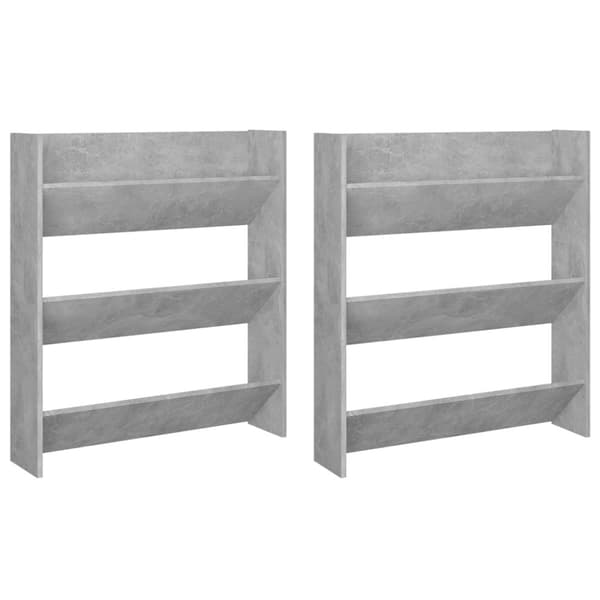 vidaXL væghængte skoskabe 2 stk. 80x18x90 cm spånplade betongrå
