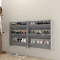 Miniatyrbillede 1 af 8: vidaXL væghængte skoskabe 2 stk. 80x18x90 cm spånplade betongrå