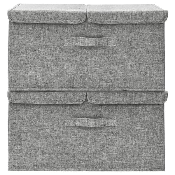 vidaXL Säilytyslaatikot 2 kpl kangas 50x30x25 cm harmaa
