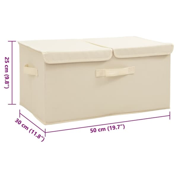 vidaXL opbevaringskasser 2 stk. 50x30x25 cm stof cremefarvet