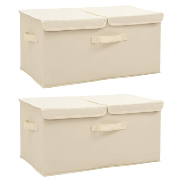 vidaXL opbevaringskasser 2 stk. 50x30x25 cm stof cremefarvet