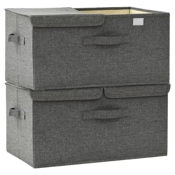 vidaXL opbevaringskasser 2 stk. 50x30x25 cm stof antracitgrå