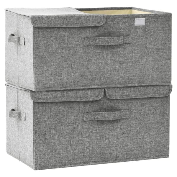 vidaXL Förvaringslåda 2 st tyg 50x30x25 cm grå