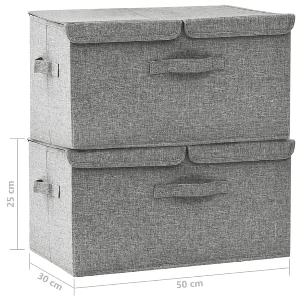 vidaXL Förvaringslåda 2 st tyg 50x30x25 cm grå