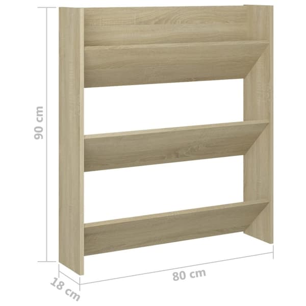 vidaXL Väggmonterat skoställ 2 st sonoma-ek 80x18x90 cm spånskiva
