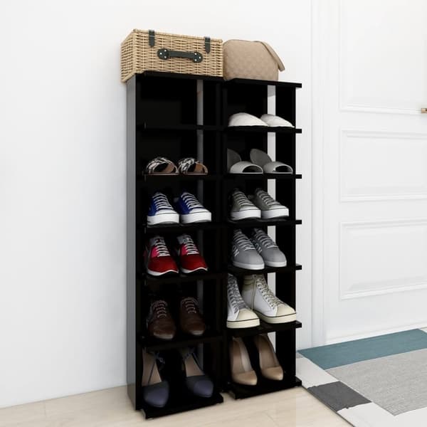 vidaXL Skohyllor 2 st svart 25x27x102 cm