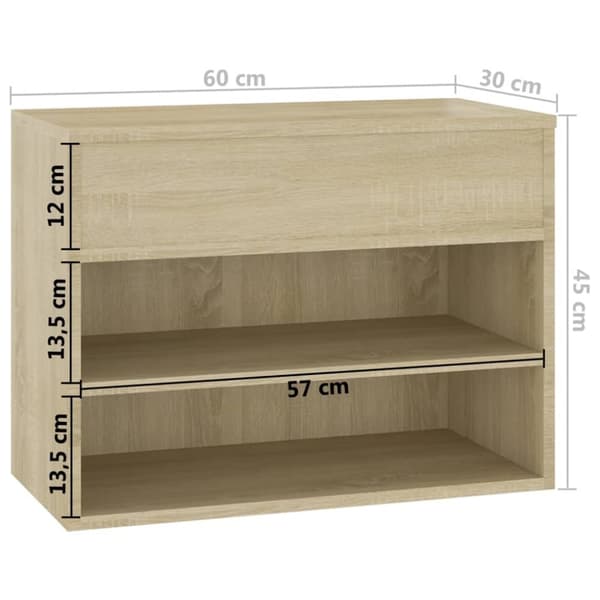 vidaXL Skobenk sonoma eik 60x30x45 cm konstruert tre