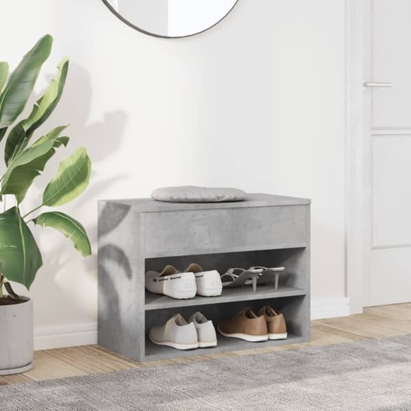 vidaXL Skobenk betonggrå 60x30x45 cm konstruert tre