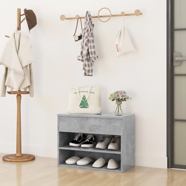 vidaXL Skobenk betonggrå 60x30x45 cm konstruert tre