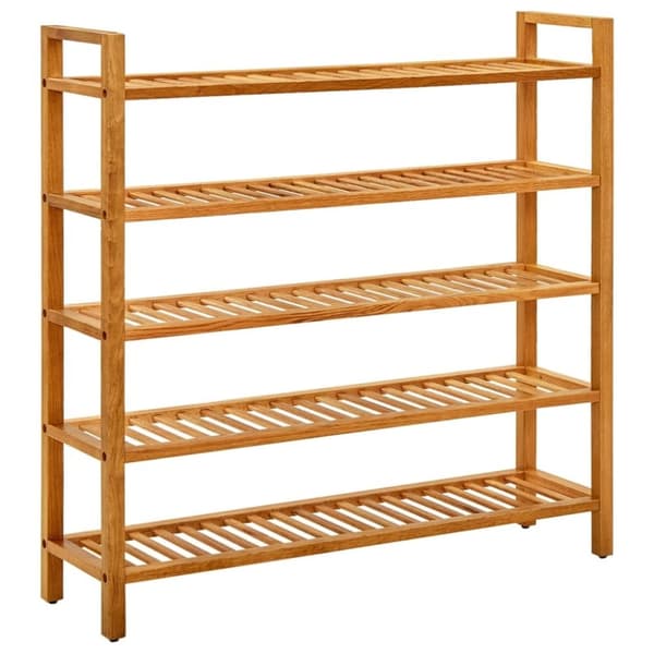 vidaXL skostativ med 5 hylder 100x27x100 cm massivt egetræ