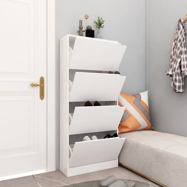 vidaXL skoskab med 4 låger 59x24x136 cm spånplade hvid