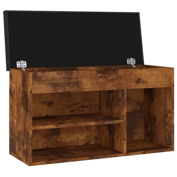 vidaXL Skobänk med dyna rökt ek 80x30x47 cm spånskiva
