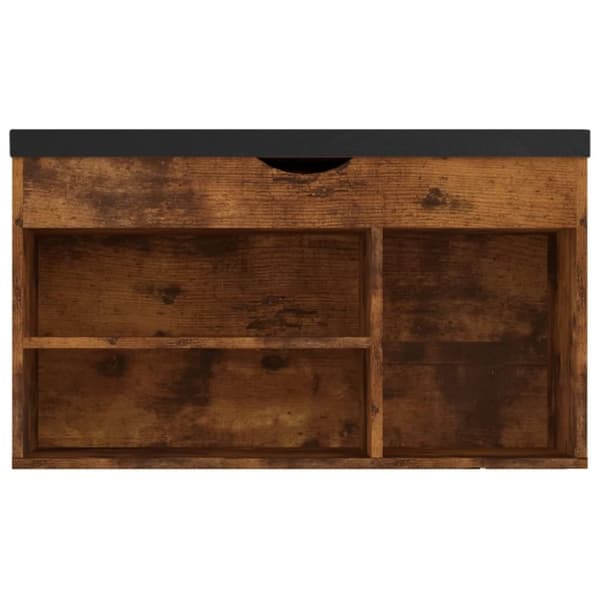 vidaXL Skobänk med dyna rökt ek 80x30x47 cm spånskiva
