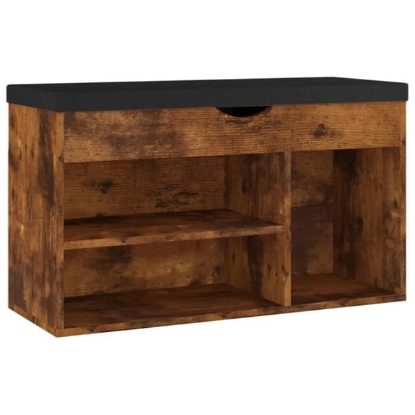 vidaXL Skobänk med dyna rökt ek 80x30x47 cm spånskiva