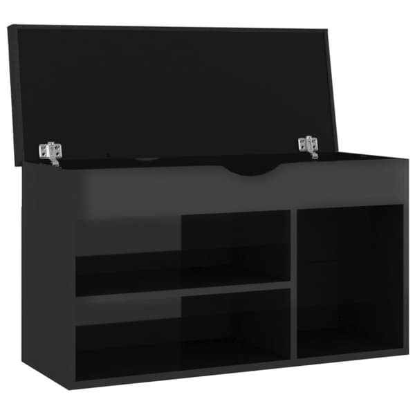 vidaXL skobænk med hynde 80x30x47 cm spånplade sort højglans
