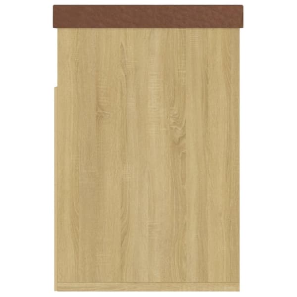 vidaXL skobænk med hynde 80x30x47 cm spånplade hvid og sonoma-eg