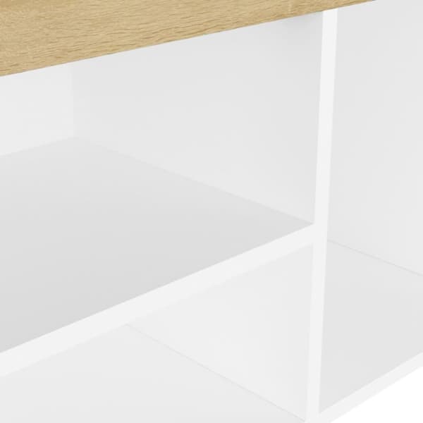 vidaXL skobænk med hynde 80x30x47 cm spånplade hvid og sonoma-eg