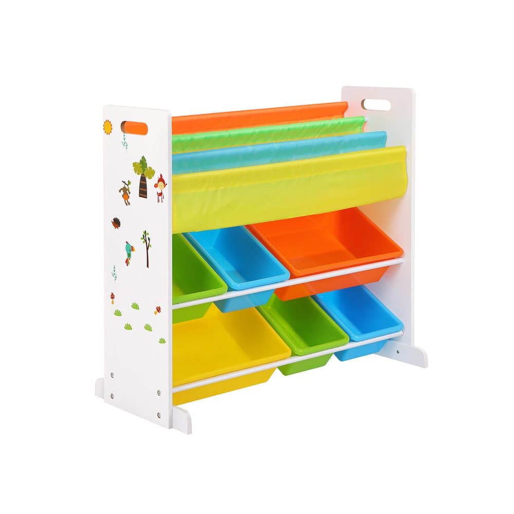 Segenn's Toy Organizer - Nursery Hylla - Organizer för leksaker och böcker - Bokhylla för barn - Multifunktionell hylla med 2 förvaringslådor - Dekal