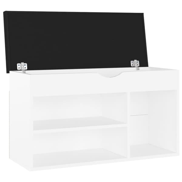 vidaXL Skobänk med dyna vit 80x30x47 cm spånskiva