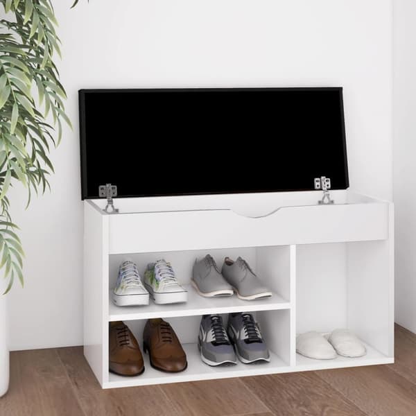 vidaXL Skobänk med dyna vit 80x30x47 cm spånskiva