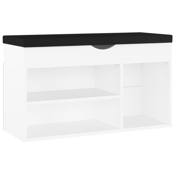 vidaXL Skobänk med dyna vit 80x30x47 cm spånskiva
