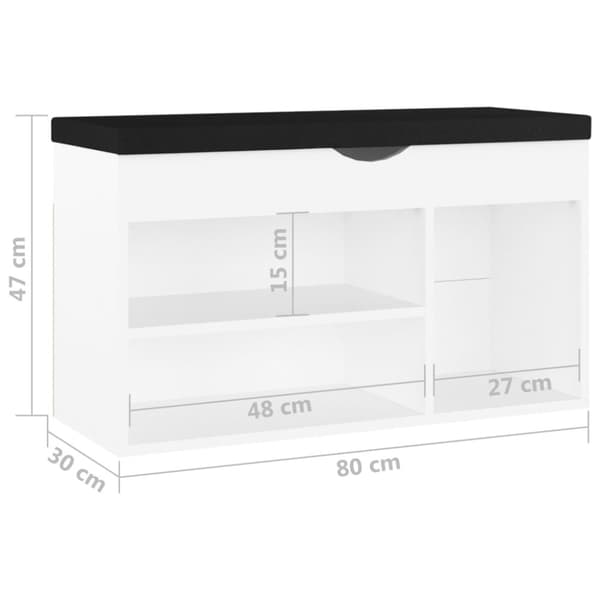 vidaXL skobænk med hynde 80x30x47 cm spånplade hvid
