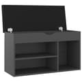 Miniatyrbillede 3 af 8: vidaXL skobænk med hynde 80x30x47 cm spånplade grå