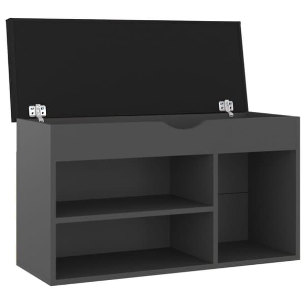 vidaXL skobænk med hynde 80x30x47 cm spånplade grå
