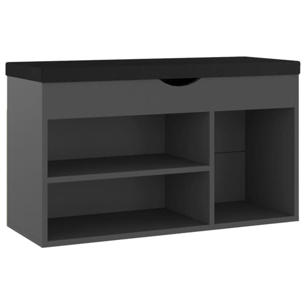 vidaXL skobænk med hynde 80x30x47 cm spånplade grå