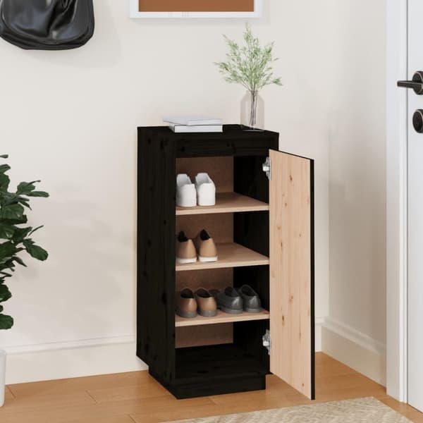vidaXL Skoskap svart 35x35x80 cm heltre furu