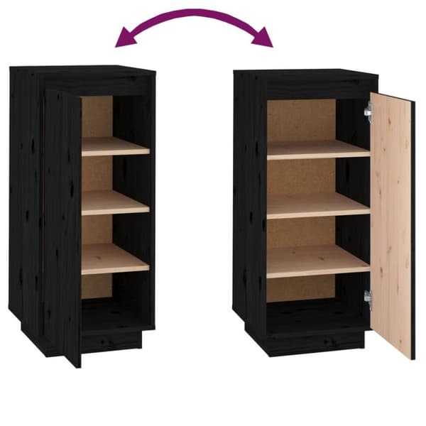 vidaXL Skoskap svart 35x35x80 cm heltre furu