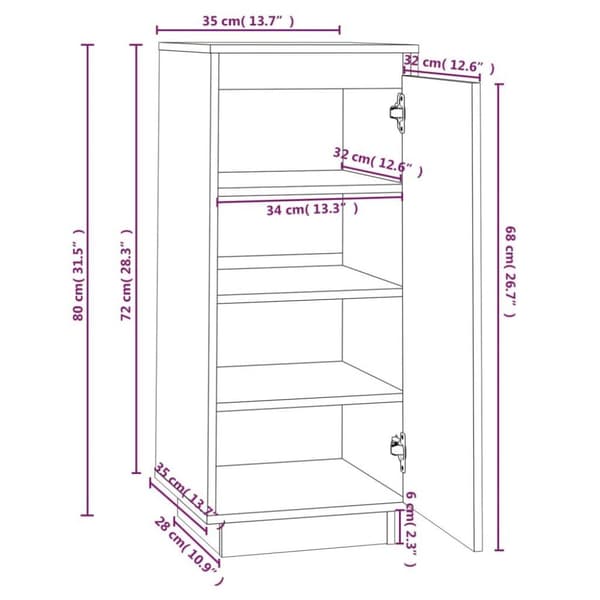 vidaXL Skoskap svart 35x35x80 cm heltre furu
