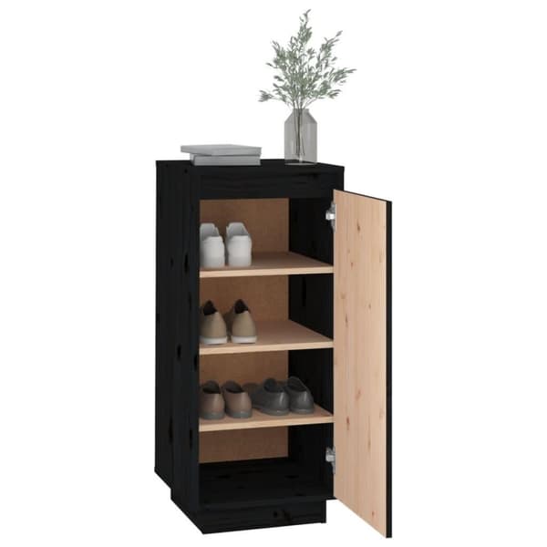 vidaXL skoreol 35x35x80 cm massivt fyrretræ sort