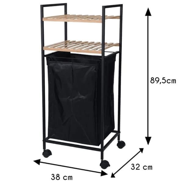 Bathroom Solutions reol med 2 hylder og vasketøjskurv 89,5 cm bambus