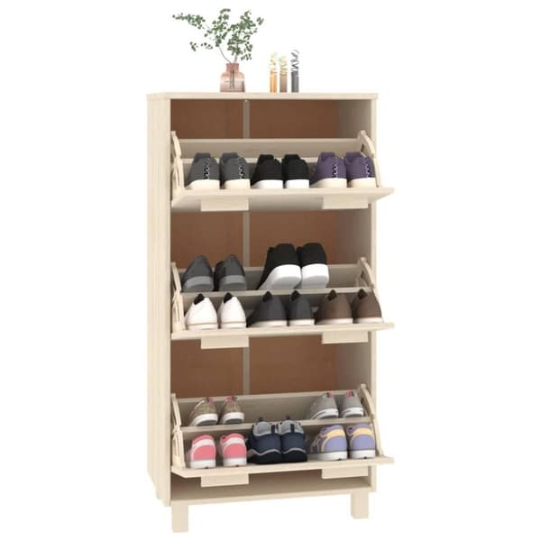 vidaXL Skoskåp HAMAR honungsbrun 59,5x35x117 cm massiv furu