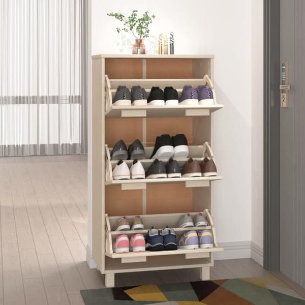 vidaXL Skoskåp HAMAR honungsbrun 59,5x35x117 cm massiv furu