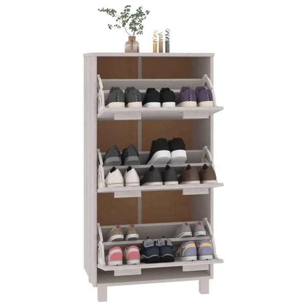 vidaXL skoskab HAMAR 59,5x35x117 cm massivt fyrretræ hvid