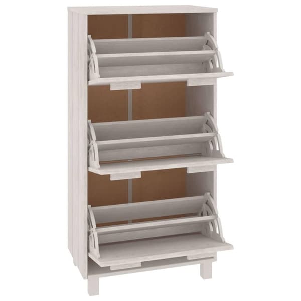 vidaXL skoskab HAMAR 59,5x35x117 cm massivt fyrretræ hvid
