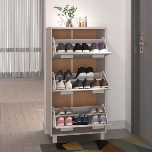 vidaXL skoskab HAMAR 59,5x35x117 cm massivt fyrretræ hvid