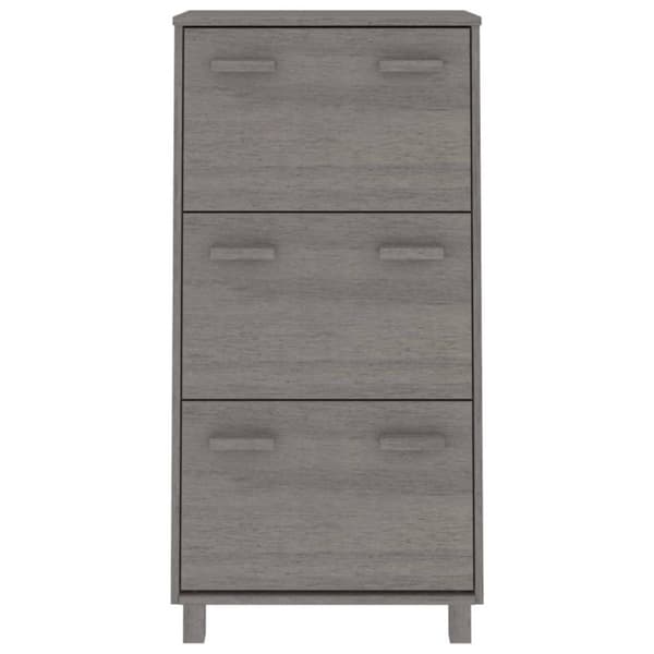 vidaXL Skoskåp HAMAR ljusgrå 59,5x35x117 cm massiv furu
