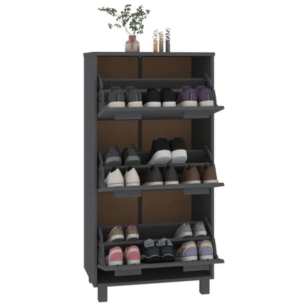 vidaXL Kenkäkaappi HAMAR tummanharmaa 59,5x35x117 cm täysi mänty