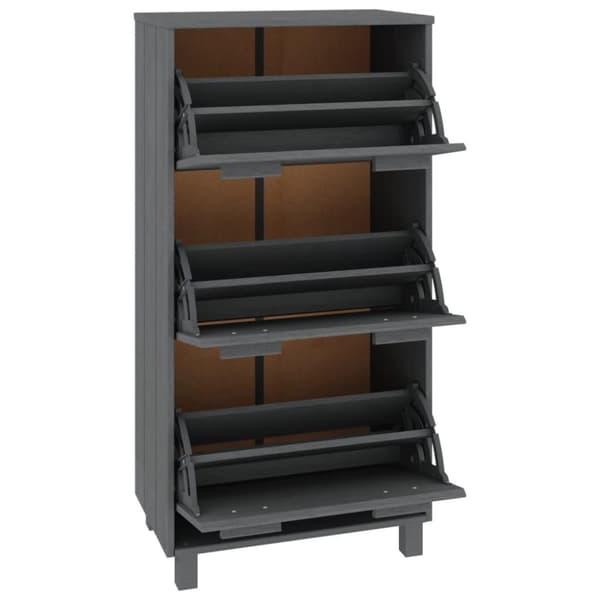 vidaXL Kenkäkaappi HAMAR tummanharmaa 59,5x35x117 cm täysi mänty