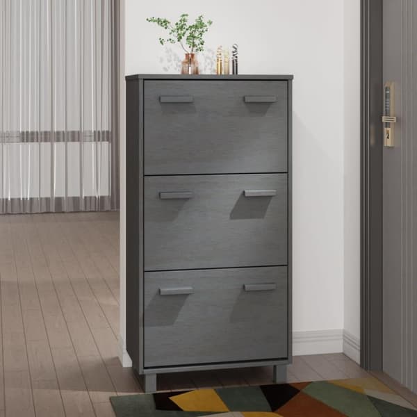 vidaXL Kenkäkaappi HAMAR tummanharmaa 59,5x35x117 cm täysi mänty