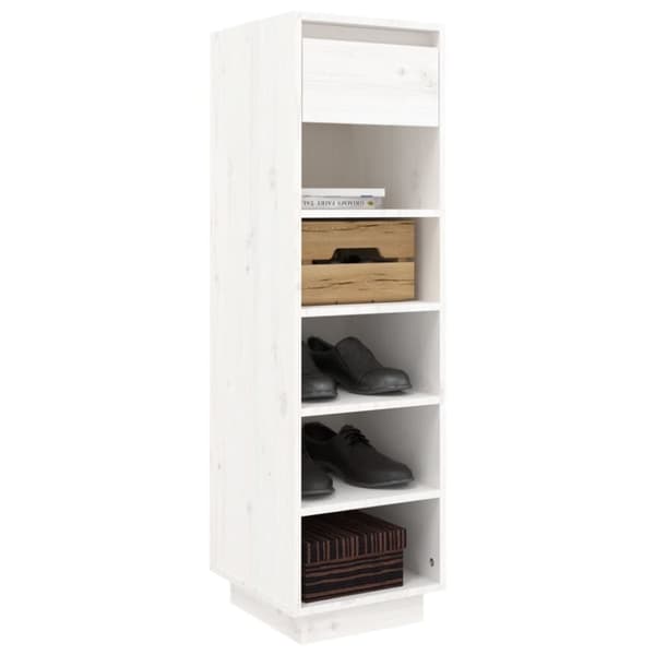 vidaXL Skohylle hvit 30x34x105 cm heltre furu